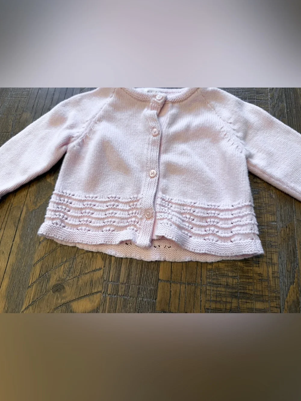 Lullaby Club Baby Girl Pink Knit Long Sleeve Cardigan 6M